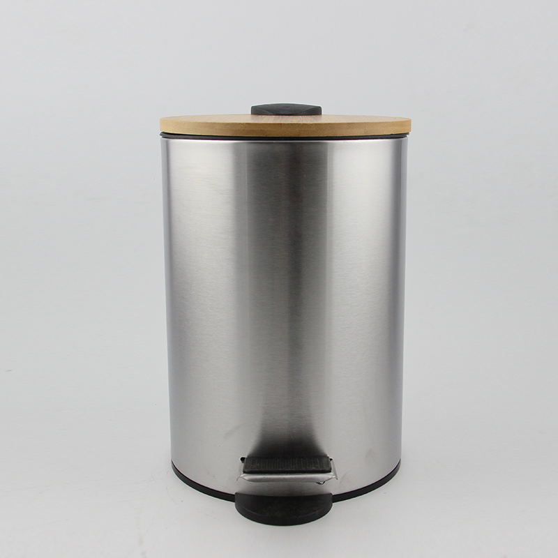 Bamboo & metal pedal bin product view