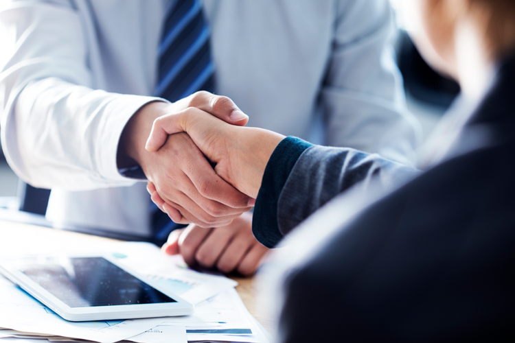 Business partners shaking hands