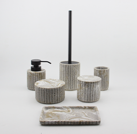 Ribbed stone-look bathroom collection