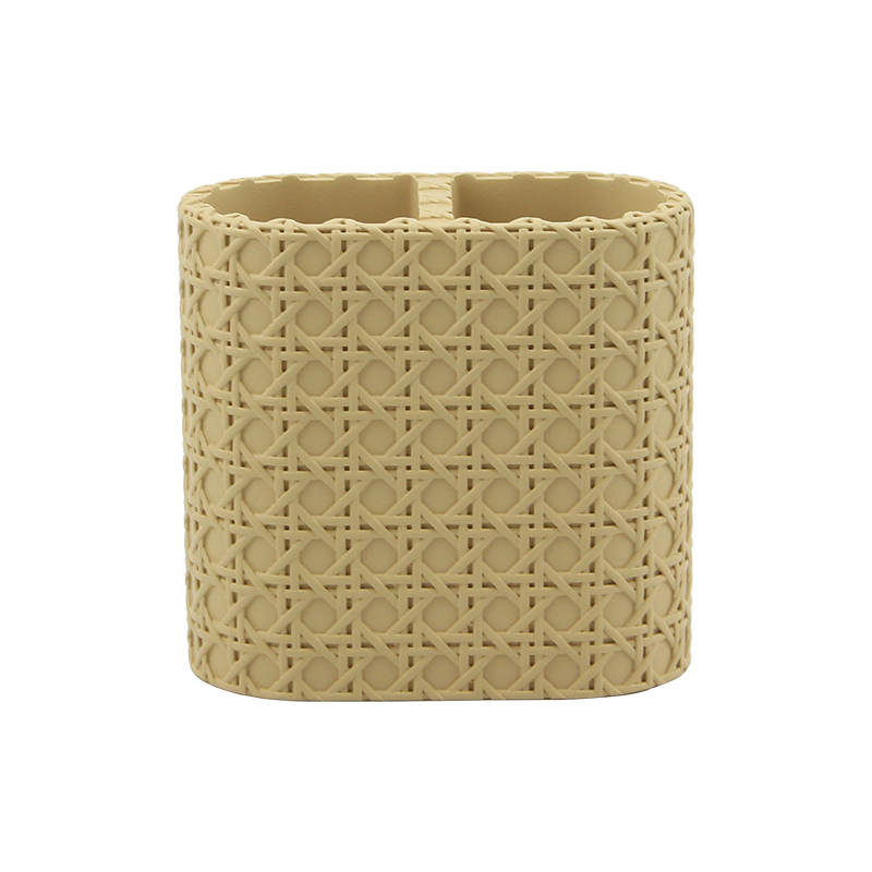 Golden woven-texture divided tumbler
